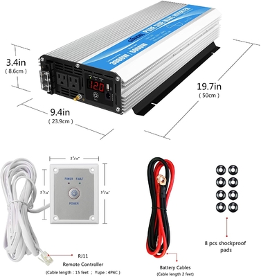 3000W καθαρός αναστροφέας DC12V δύναμης κυμάτων ημιτόνου σε AC120V με τον τηλεχειρισμό
