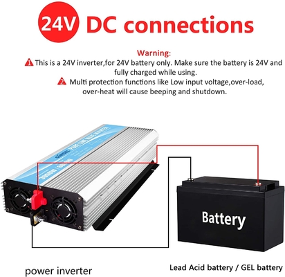 DC24V καθαρός υβριδικός ηλιακός αναστροφέας 3000W MSDS UN38.3 κυμάτων ημιτόνου